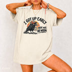 I Got Up Early There Was No Worm Shirt T-Shirt in Ivory, funny vintage crow and coffee graphic tee