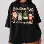 Labor and Delivery Nurse Christmas Shirt T-Shirt in Black, vintage Christmas graphic tee for L&D nurses